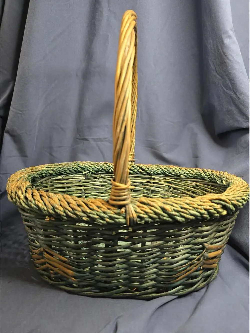 Vintage Woven Rattan/Bentwood Gathering Basket